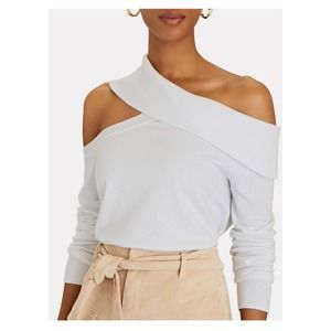 L'AGENCE White Off-Shoulder Sweater